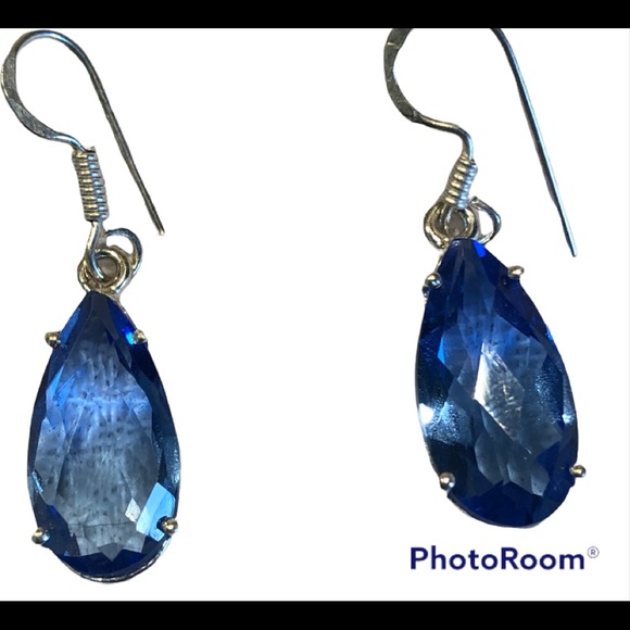 Blue Teardrop Earrings - Picture 1 of 3